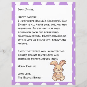 Easter Letter For Child With Bunny 