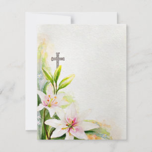 Easter Lilies and Cross blank stationery Holiday Card