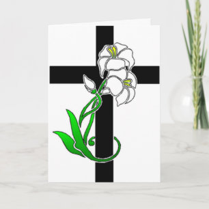 Easter Lilies and Cross Holiday Card