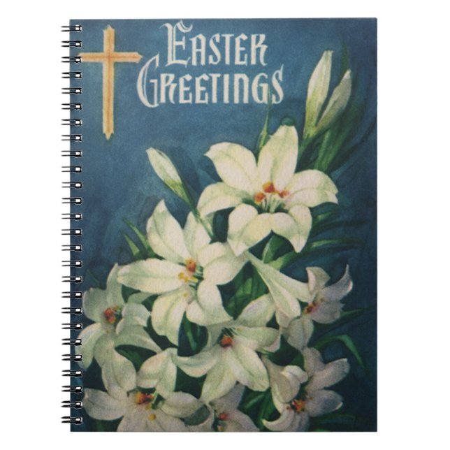 Easter Lilies Flowers, Vintage Religious Easter Notebook (Front)