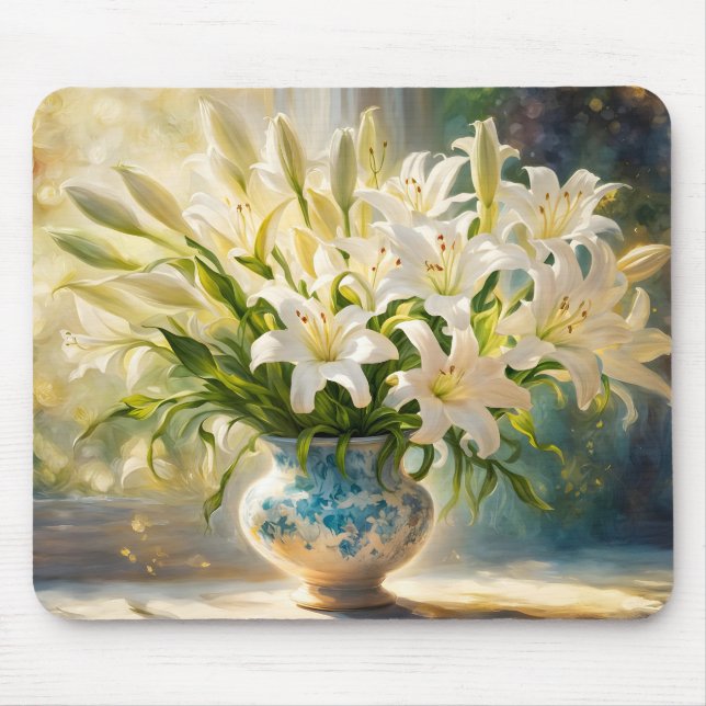 Easter Lilies & Vase Mouse Pad (Front)