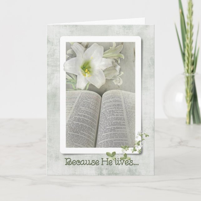 Easter Lilies with Bible Holiday Card (Front)