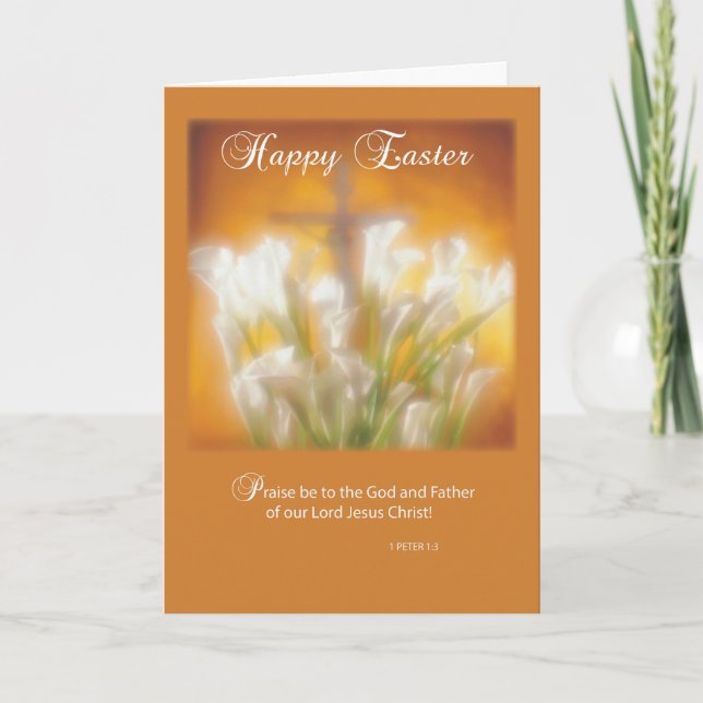 Easter Lillies with Cross Holiday Card (Front)
