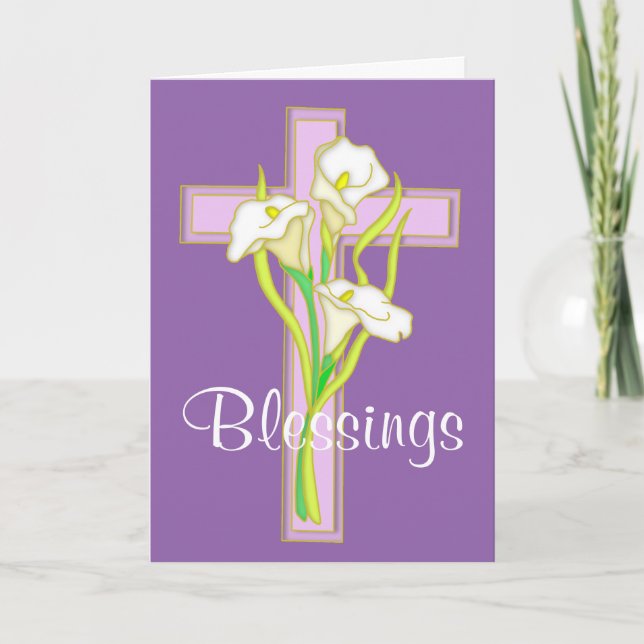 Easter Lily Blessings Holiday Card (Front)
