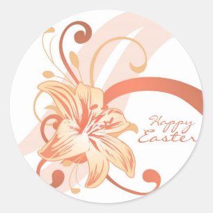 Easter Lily In Orange Classic Round Sticker