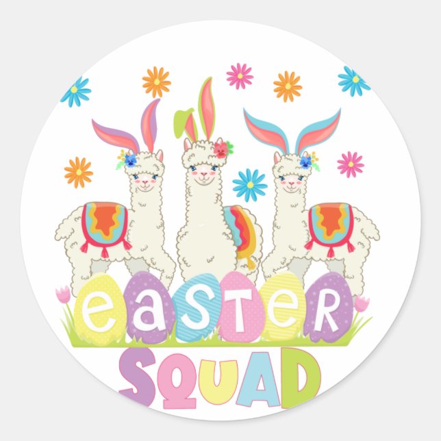 Easter Llama Squad Alpaca Lovers Souvenirs  Classic Round Sticker (Front)
