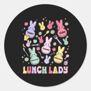 Easter Lunch Lady Squad Retro School Cafeteria Gro Classic Round Sticker