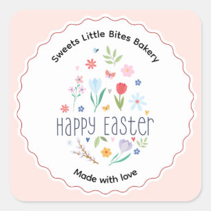 Easter Made with Love Bakery Square Sticker