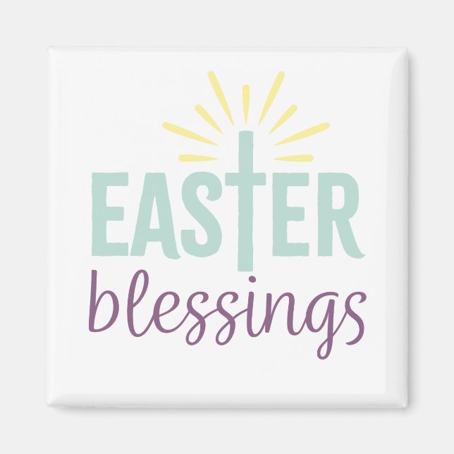 Easter Magnet "Easter Blessings" Cross Word Art (Front)