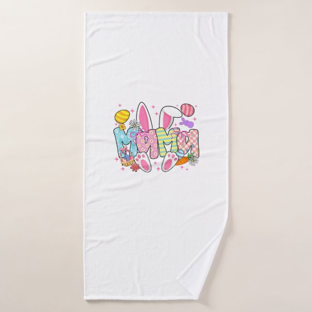 Easter Mama Bunny Ears Coquette Bow Easter Rabbit  Bath Towel (Bath Towel)