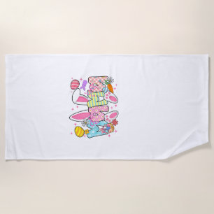 Easter Mama Bunny Ears Coquette Bow Easter Rabbit  Beach Towel
