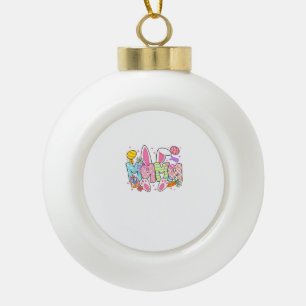 Easter Mama Bunny Ears Coquette Bow Easter Rabbit  Ceramic Ball Christmas Ornament