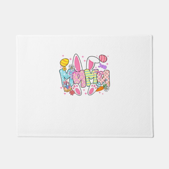 Easter Mama Bunny Ears Coquette Bow Easter Rabbit  Doormat (Front)