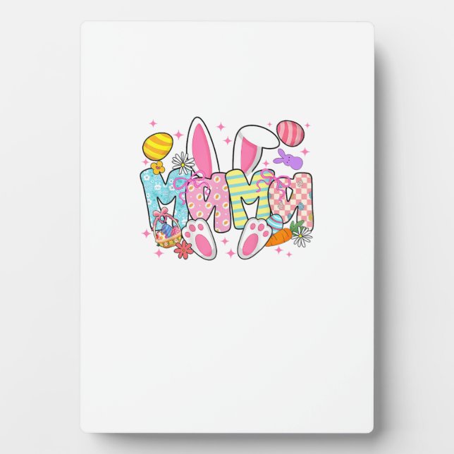 Easter Mama Bunny Ears Coquette Bow Easter Rabbit  Plaque (Front)