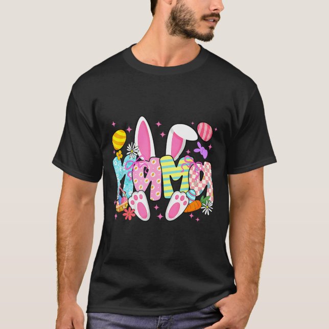 Easter mama bunny ears coquette bow easter rabbit T-Shirt (Front)