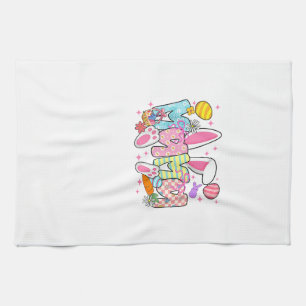 Easter Mama Bunny Ears Coquette Bow Easter Rabbit  Tea Towel