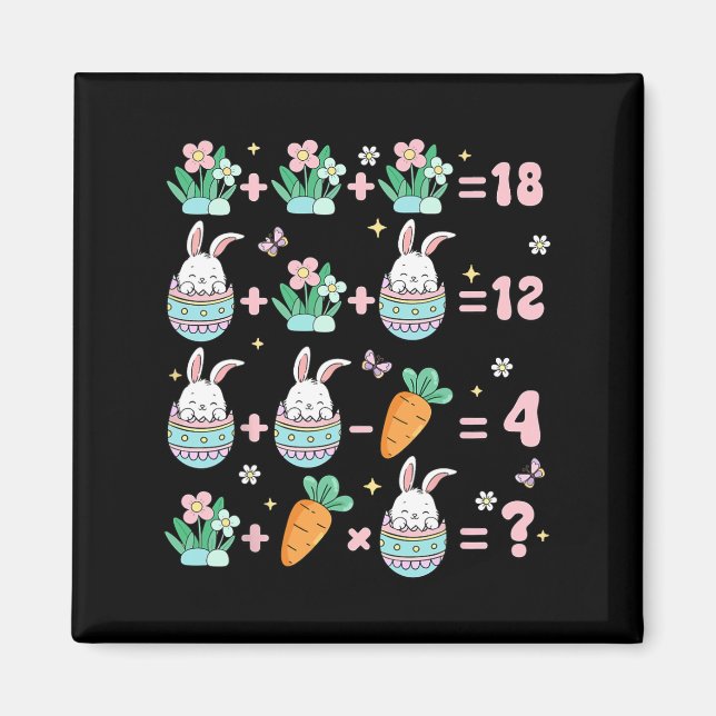 Easter Math Teacher Bunny Fractions Funny Rabbit M Magnet (Front)