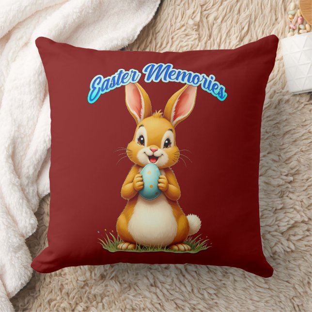 Easter Memories – Cute Bunny Illustration almofada Cushion (Blanket)