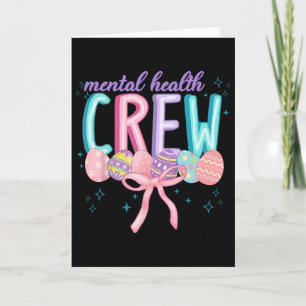 Easter Mental Health Crew Coquette Bow Easter Eggs Card