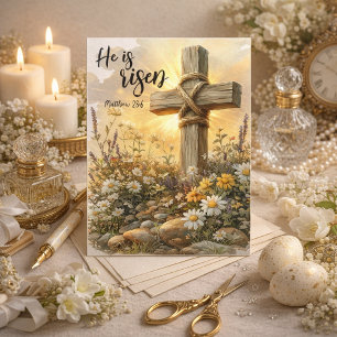 Easter Morning Cross with Glowing Sunrise  Holiday Card