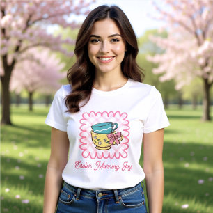 Easter Morning Joy Teacups Cute Gingham Tri-Blend Shirt