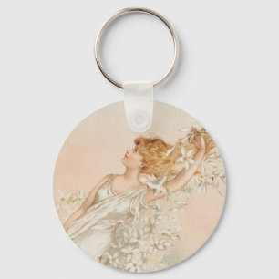 "Easter Morning" - Vintage Print, L. Prang & Co. Key Ring