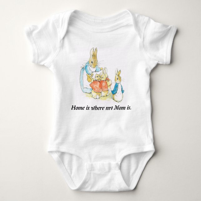 Easter ,Mother rabbit Beatrix potter baby bodysuit (Front)