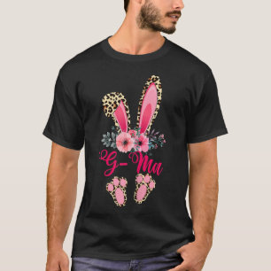 Easter Mothers Day Gma Leopard Bunny Rabbit Floral T-Shirt