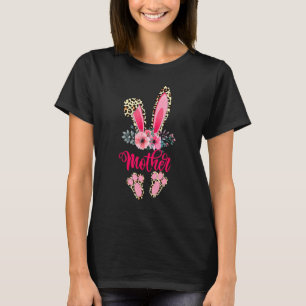 Easter Mothers Day Mother Leopard Bunny Rabbit Flo T-Shirt