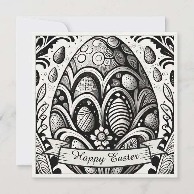Easter Motif B/W Cartoon with Easter Eggs 10756 (Front)