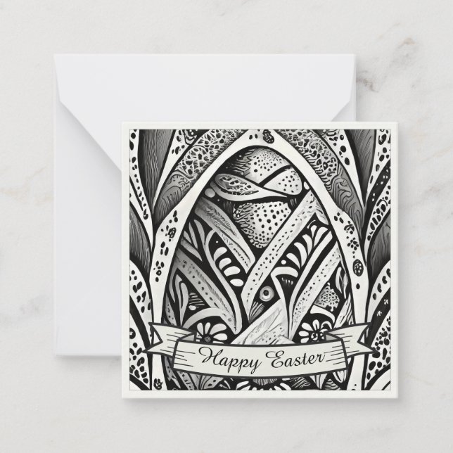 Easter motif b/w cartoon with Easter eggs 26006 Card (Front)