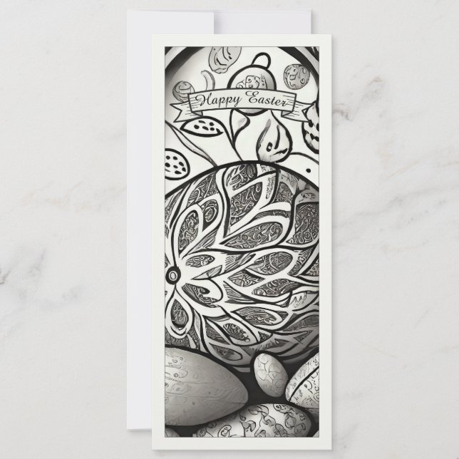 Easter motif b/w cartoon with Easter eggs 97330 (Front)