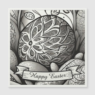 Easter motif b/w cartoon with Easter eggs 97330