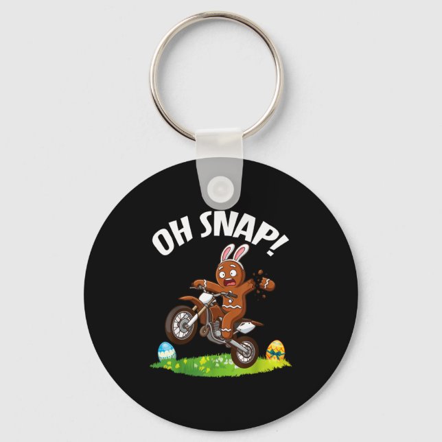 Easter Motocross Gingerbread Man Oh Snap Broken Ar Key Ring (Front)