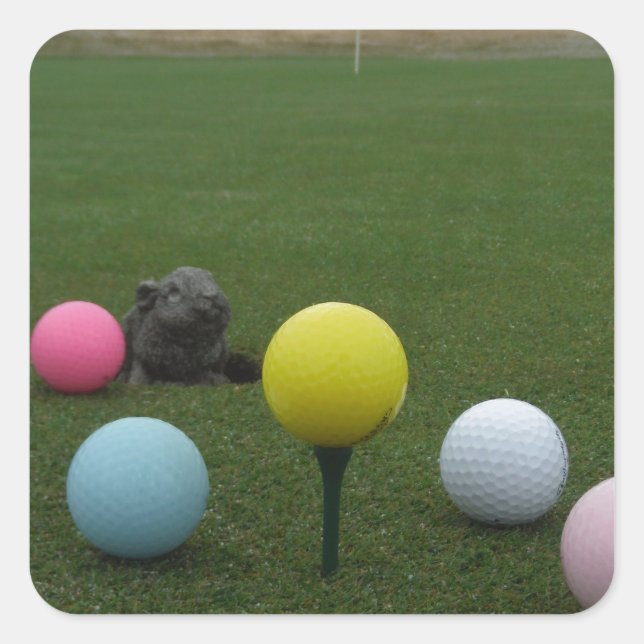 Easter mountain golf course square sticker (Front)