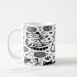 Easter Mug with Cute Cat and Colourful Eggs