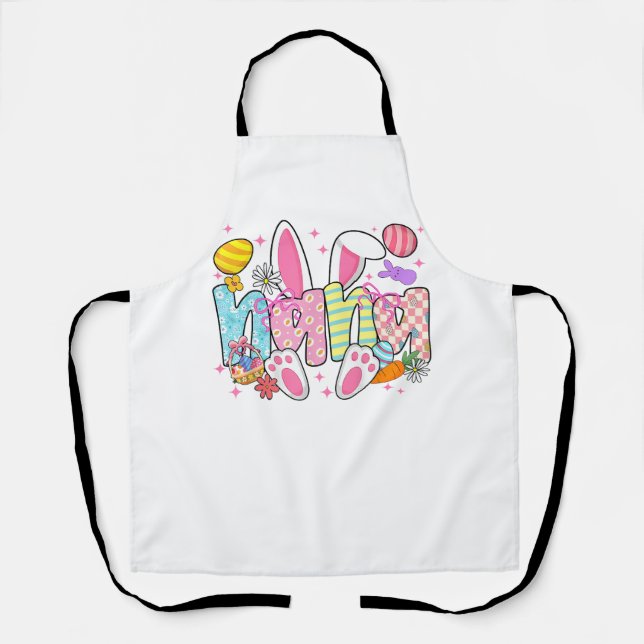 Easter Nana Bunny Ears Coquette Bow Easter Rabbit  Apron (Front)