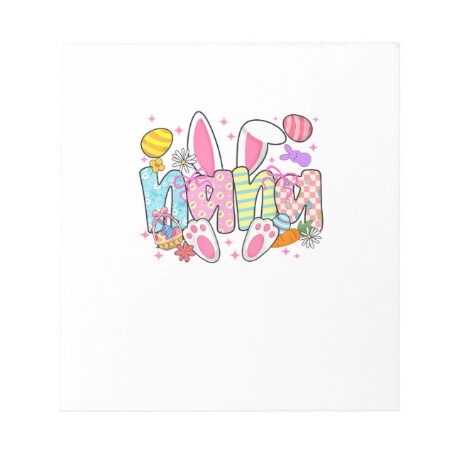 Easter Nana Bunny Ears Coquette Bow Easter Rabbit  Notepad (Front)