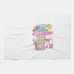 Easter Nana Bunny Ears Coquette Bow Easter Rabbit  Tea Towel