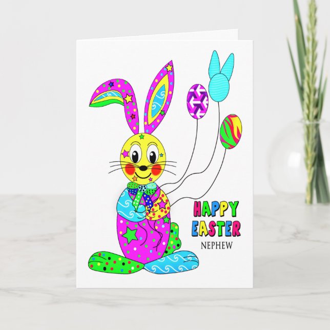 EASTER Nephew kaleidoscope Colourful Bunny  Holiday Card (Front)