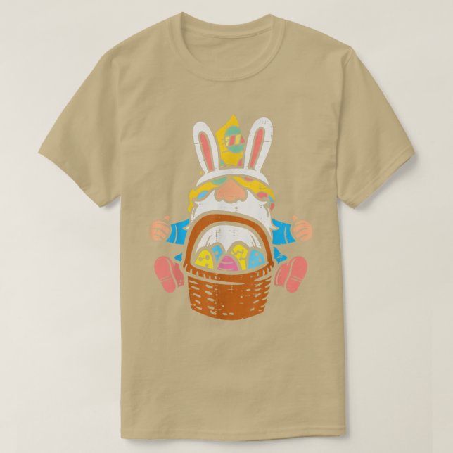Easter Nordic Gnome Bunny Ears Eggs Basket Men Wom T-Shirt (Design Front)