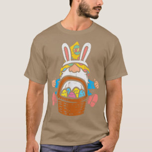 Easter Nordic Gnome Bunny Ears Eggs Basket Men Wom T-Shirt