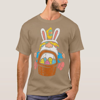 Easter Nordic Gnome Bunny Ears Eggs Basket Men Wom T-Shirt