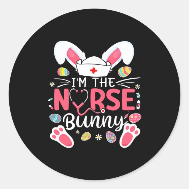 Easter Nurse Bunny Ears Nursing Classic Round Sticker (Front)