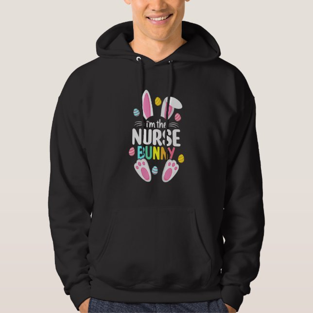 Easter Nurse Bunny Ears Nursing Easter Egg Stethos Hoodie (Front)
