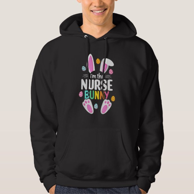 Easter Nurse Bunny Ears Nursing Easter Egg Stethos Hoodie (Front)