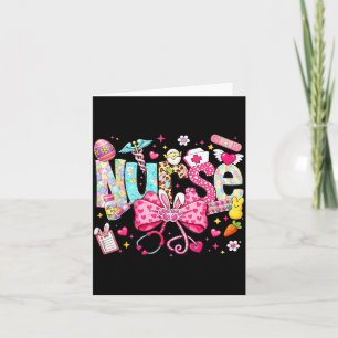 Easter Nurse Coquette Bow Stethoscope Bunny Rabbit Card