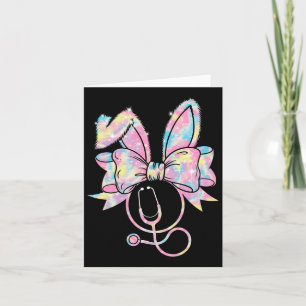 Easter Nurse Coquette Bow Stethoscope Bunny Scrub  Card