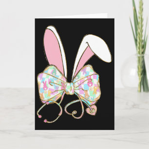 Easter Nurse Coquette Bow Stethoscope Bunny Scrub  Card