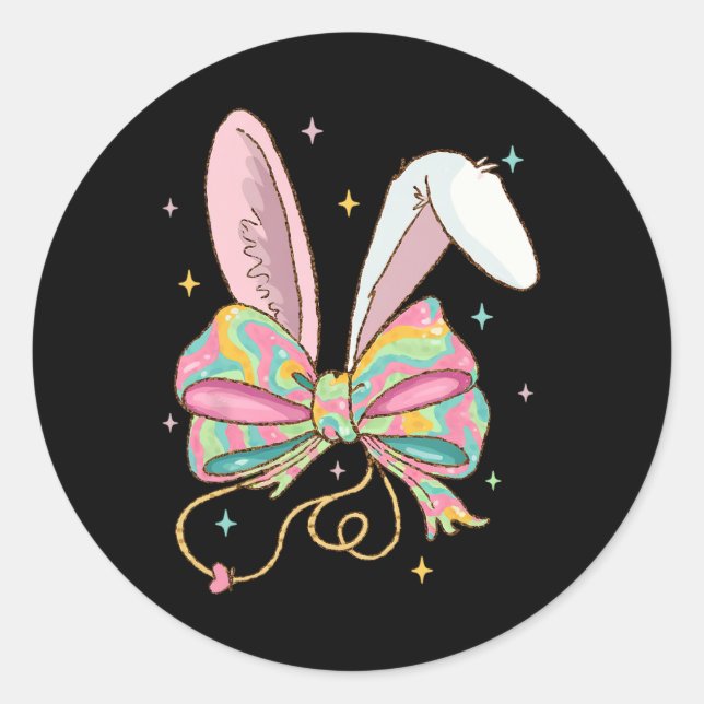 Easter Nurse Coquette Bow Stethoscope Bunny Scrub  Classic Round Sticker (Front)